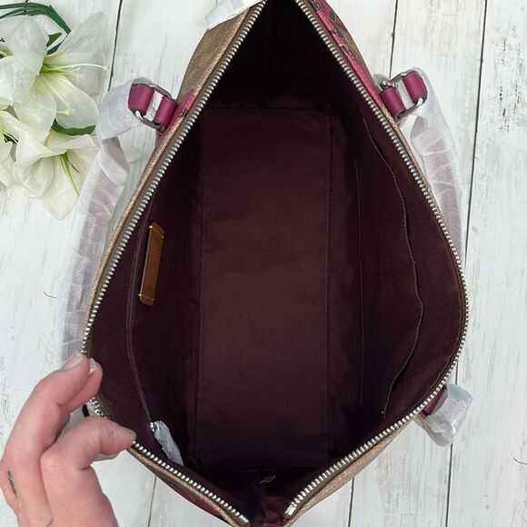 Coach Gallery Tote Bag In Signature Canvas With Bow Print Purse - Picture 5 of 12